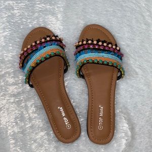 Multicolored slip on sandal